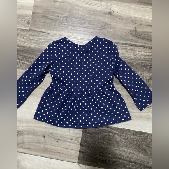 Carter's Blue White Polka Dot Button Down Sweatshirt for Girl Toddler Size 4T - Picture 2 of 6